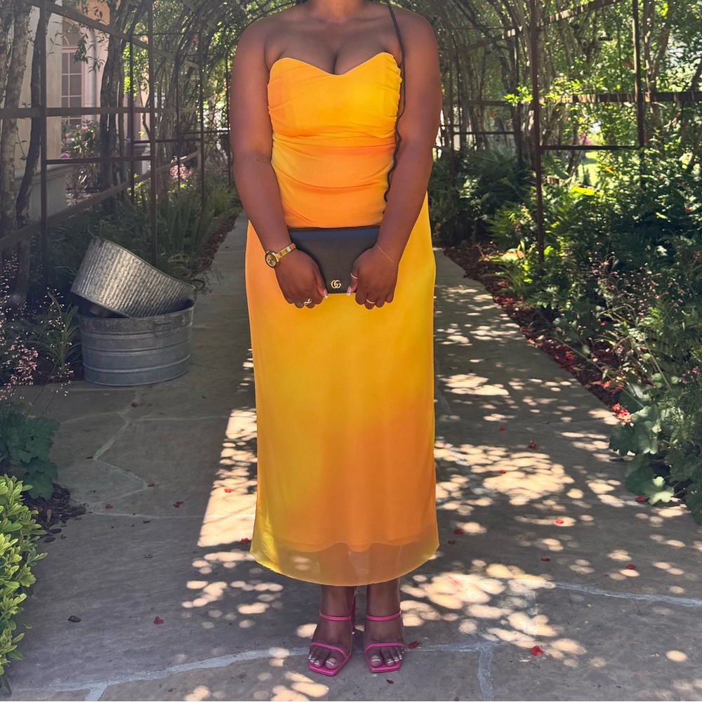 Zara Yellow Strapless Maxi Dress Casual Resort Wear